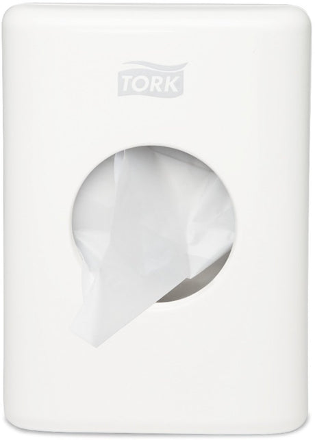 Tork 566000 dispenser damesverbandzakjes wit 36x140x100mm per stuk sanitary towel bag dispenser (566000)