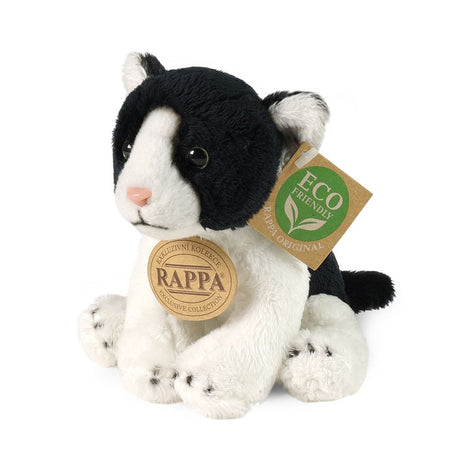 Pluche zwart-wit kat 14 cm eco-friendly