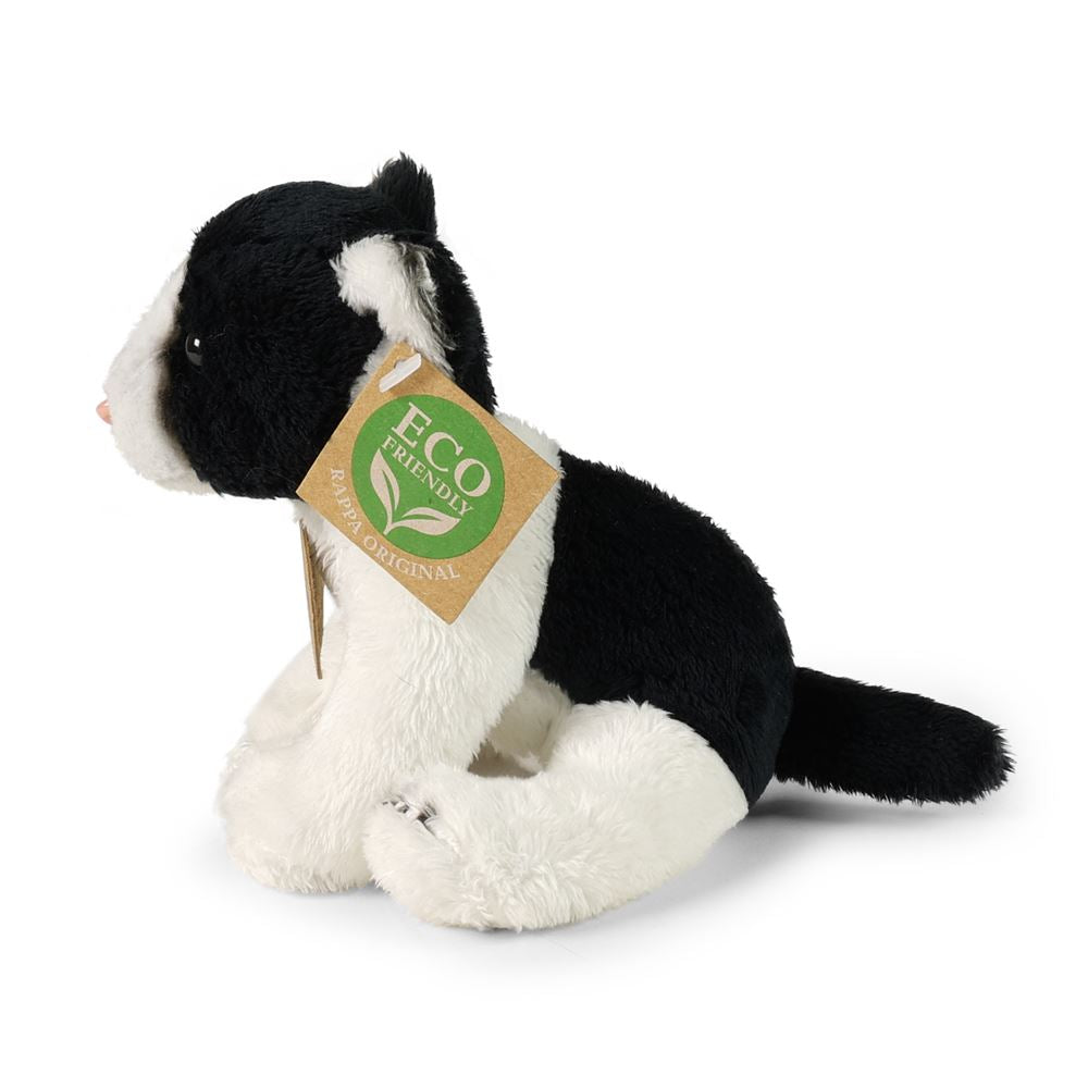 Pluche zwart-wit kat 14 cm eco-friendly
