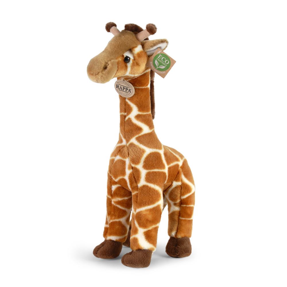 Rappa eco knuffel giraf 40 cm - realistische knuffel van recyclede pet flessen - bruin, creme