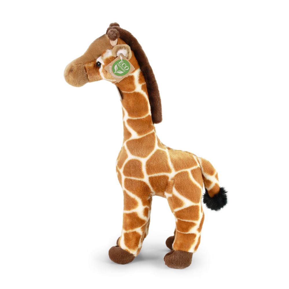 Rappa eco knuffel giraf 40 cm - realistische knuffel van recyclede pet flessen - bruin, creme
