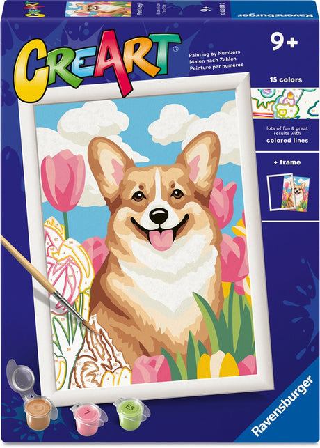 Ravensburger – creart: floral corgi – schilderen op nummer