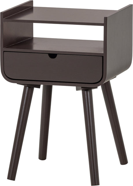 Woood nils nachtkastje bijzettafel - hout - donkerbruin - 54x36x30