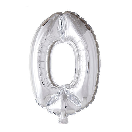 Globos cijfer ballon nummer '0' zilver folie 40cm geschikt voor helium