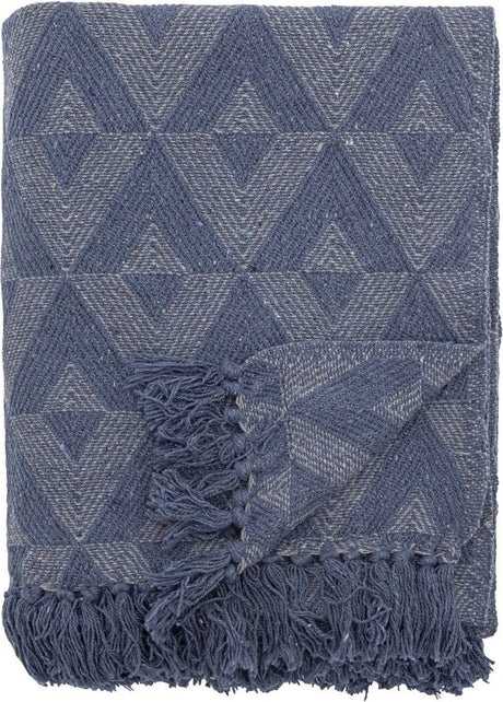 Bloomingville - udine plaid - blauw - gerecycled katoen - 160x130cm