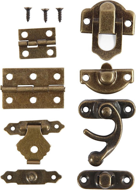 Creativ company mini beslag, afm 16x19-21,5x31 mm, 15 sets, antiek goud