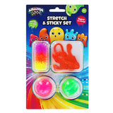 Amazing cool plakhandje plakbal 2 stuks en 3 raamlopers sticky klein assorti | 6 stuks