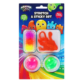 Amazing cool plakhandje plakbal 2 stuks en 3 raamlopers sticky klein assorti | 6 stuks