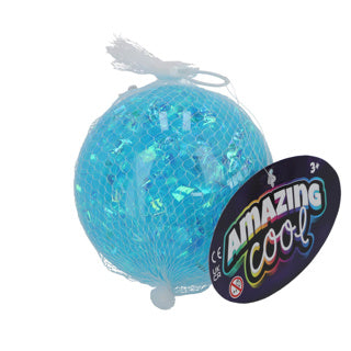 Amazing cool stuiterbal glitter met lampje 10 cm assorti | 6 stuks