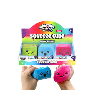 Amazing cool knijpkubus pluche neon assorti | 6 stuks