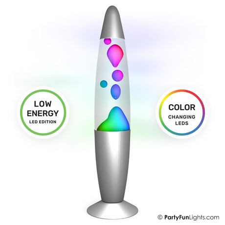 Partyfun lights partyfunlights - lava lamp multi-color led - 34 cm - verandert van kleur - lavalampen sfeerlichting - nachtlampje voor kinderen 6+