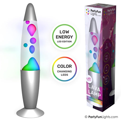 Partyfun lights partyfunlights - lava lamp multi-color led - 34 cm - verandert van kleur - lavalampen sfeerlichting - nachtlampje voor kinderen 6+