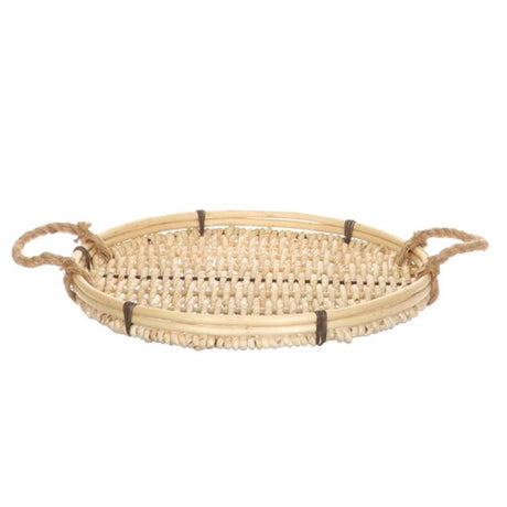 Hbx natural living dienblad met grepen ø35xh4cm
