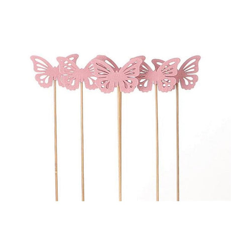 Hbx natural living plantensteker vlinder 6 stuks 50cm roze