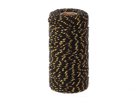 Hbx natural living touw katoen op klos 100m x 0,2cm zwart goud