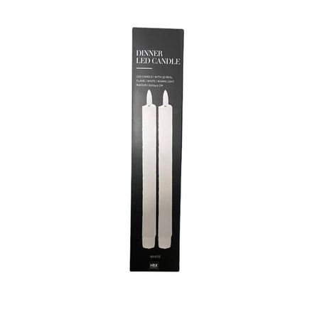 Hbx natural living dinerkaars led vlam 24.5cm wit 2dlg