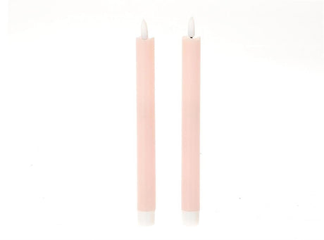 Hbx natural living led dinerkaarsset met vlam effect dia2x24,5cm roze