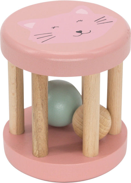 Trixie houten rollende rammelaar - mrs. cat - eerste speelgoed baby - kraamcadeau - voor jongens meisjes