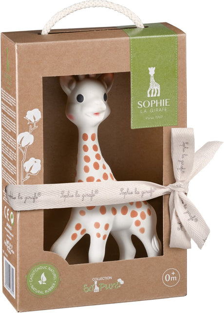 Sophie la girafe sophie de giraf so'pure - bijtspeeltje - bijtspeelgoed - baby speelgoed - ok-biobased - in gerecyled geschenkdoosje met organic katoenen strikje - 100% natuurlijk rubber - vanaf 0 maanden - 17 cm - beige bruin