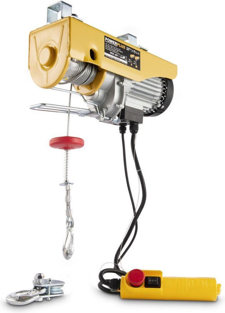 Powerplus elektrische takel powx903 - 1300w - max. 800kg, 12m niet-draaiende kabel - afstandsbediening - met 2 bevestigingsbeugels