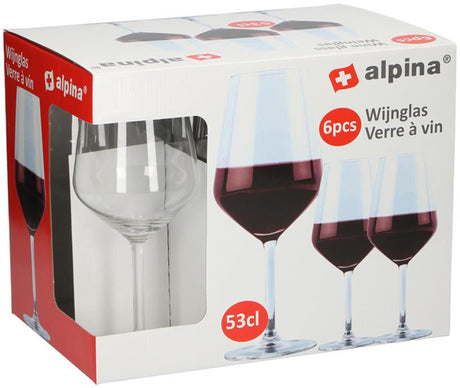 Alpina wijnglazen rode wijn - 6 stuks rode wijnglazen - wijnglas 53cl - wijnglazen set - wijn glazen - cadeau voor vrouwen, vriendin of mama - housewarming cadeau - glas