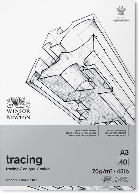 Winsor newton 6674002 tracing paper pad a3 – 70 g m², 40 vellen, transparant papier voor tekenen, schetsen overlays