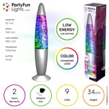 Partyfun lights lavalamp met glitter led h34cm
