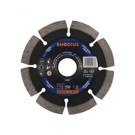 Rhodius 304091 dg70 diamanten doorslijpschijf diameter 115 mm boordiameter 22.23 mm beton