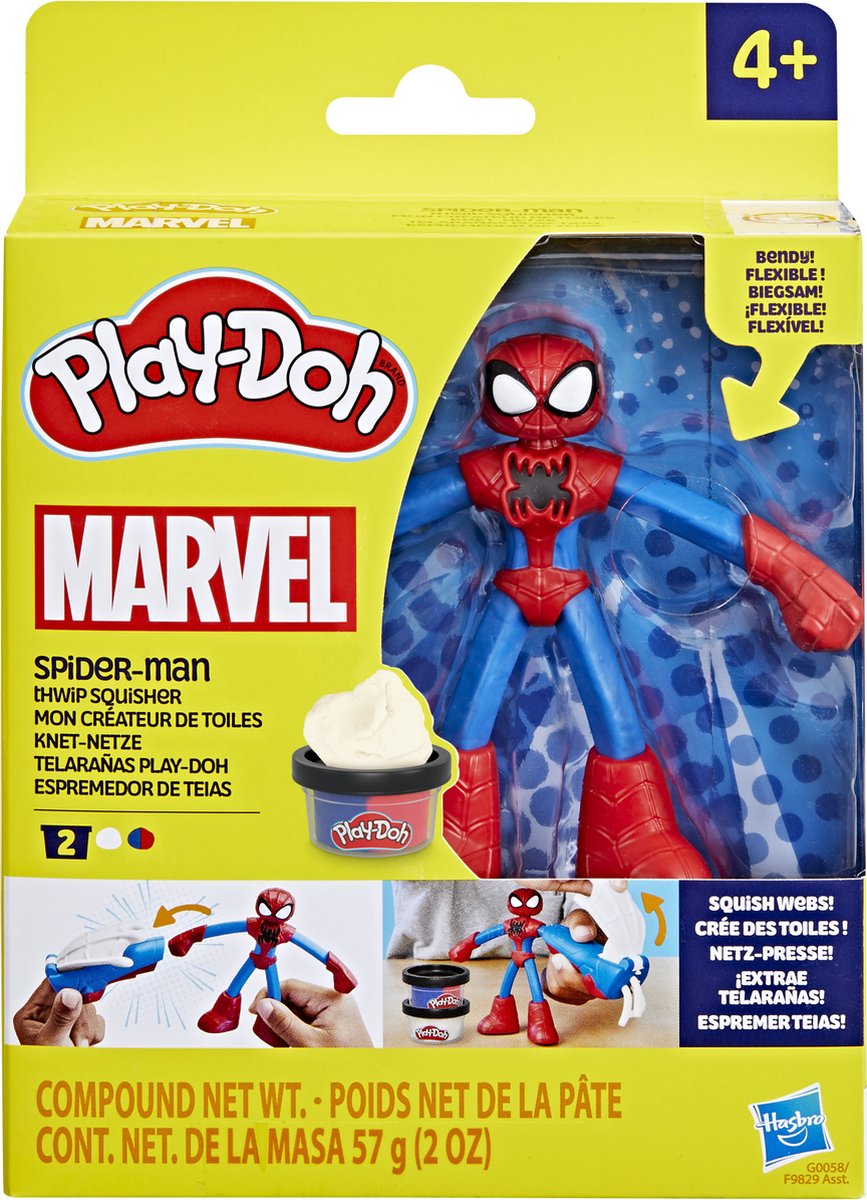 Play-doh marvel spider-man-set met thwip-pletgereedschap en buigzame actiefiguur, verbeeldingsspeelgoed voor jongens en meisjes vanaf 4 jaar