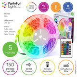 Partyfun lights partyfunlights - led strip - multi-color rgb - werkt op usb - 5 meter