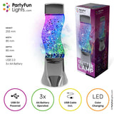 Partyfun lights tafellamp glitter led colour changing werkt op 3xaa batterijen en usb h25,5cm