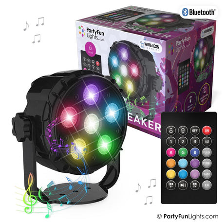 Partyfun lights bluetooth party luidspreker met 6x power leds en afstandbediening