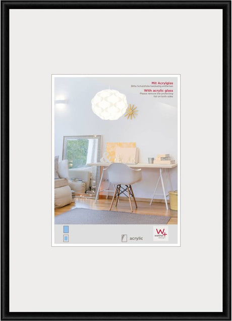 Walther new lifestyle - kunststof lijst - fotoformaat 50x70 cm - kunstglas - zwart
