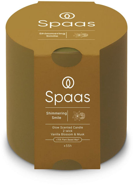 Spaas glow geurkaars 2-wiek vanillebloesem en muskus ± 55 branduren -