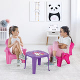 Dolu unicorn roze tafel met stoeltjes