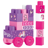 Dolu Unicorn Jumblocks Train con 20 cuadras de rosa