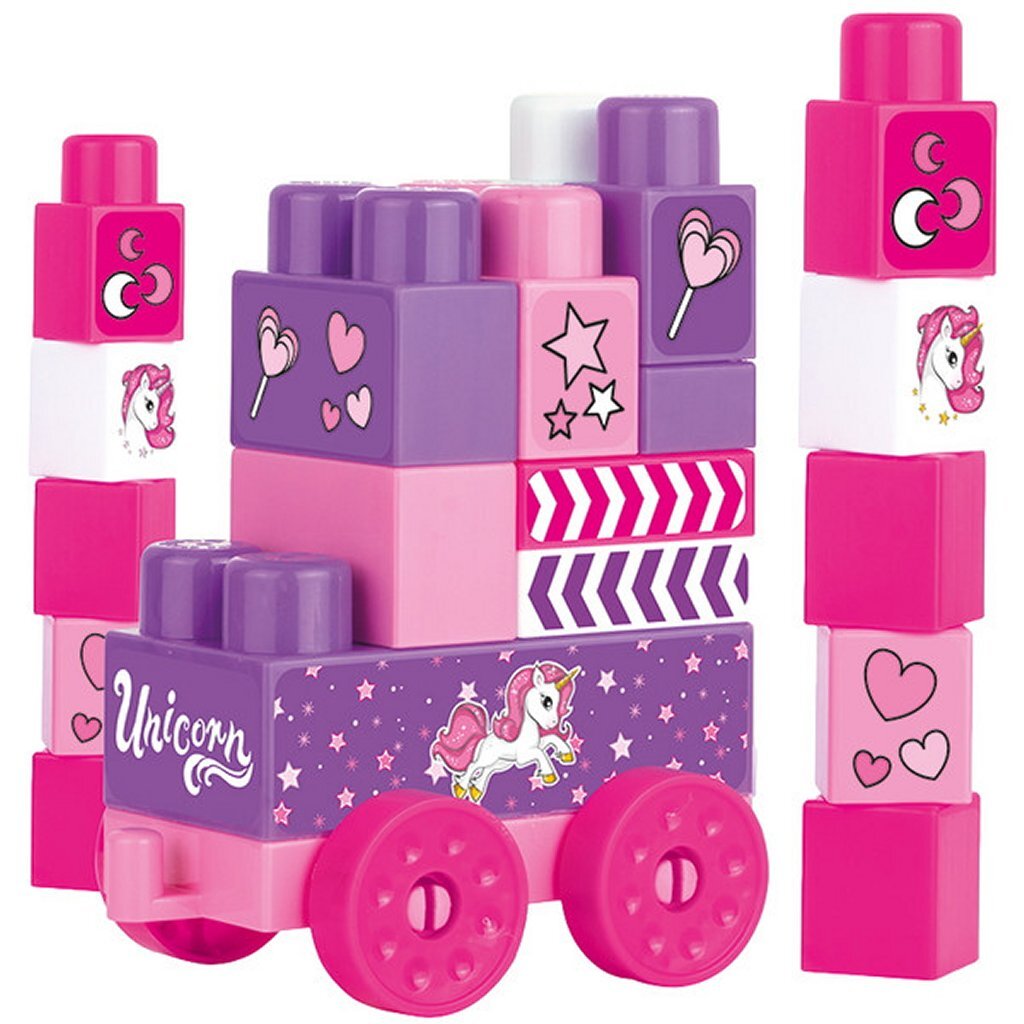 Dolu Dolu Unicorn Jumblocks Zug mit 25 Blocks rosa