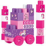 Dolu Dolu Unicorn Jumblocks Train con 25 blocchi di rosa