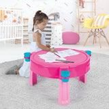 Dolu 2-in-1 watertafel zandtafel met accessoires roze 98x98x77cm