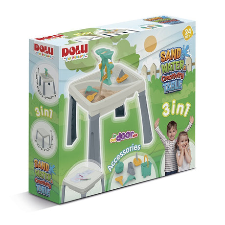 Dolu zand-watertafel + accessoires wit grijs