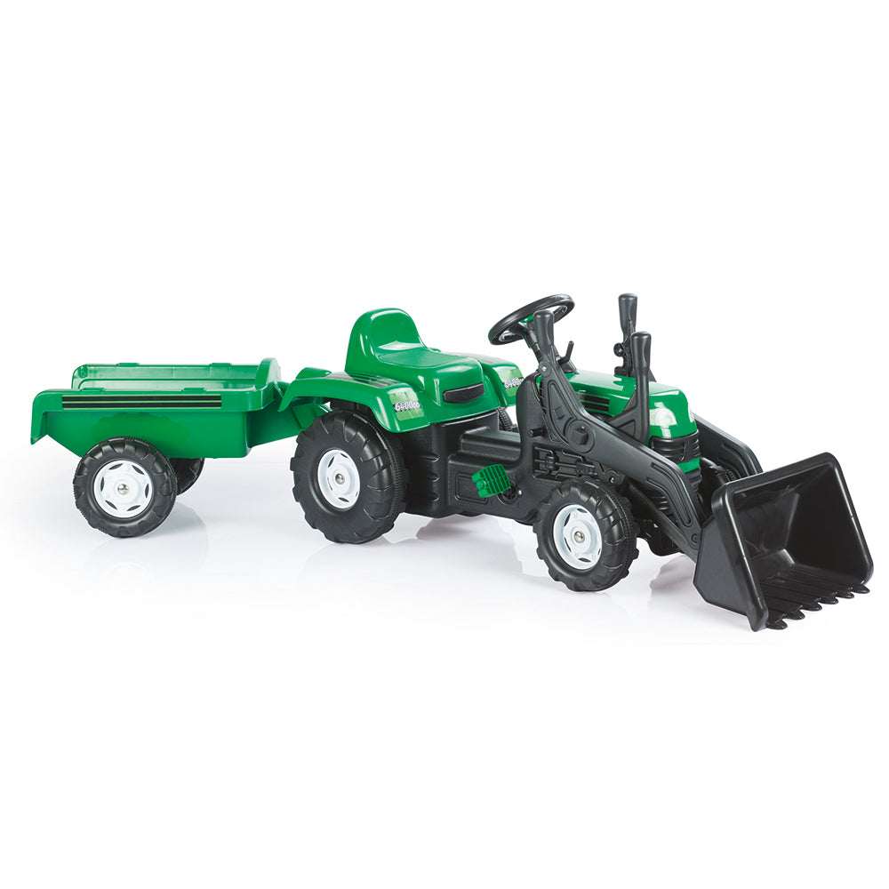 Dolu dolu pedal tractor excavator + trailer green