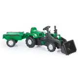 Dolu dolu pedal tractor excavator + trailer green