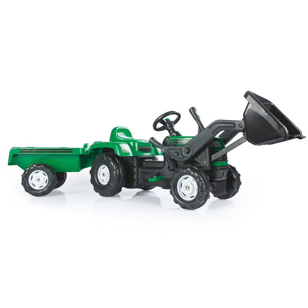 Dolu dolu pedal tractor excavator + trailer green