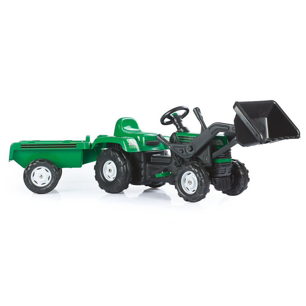 Dolu dolu pedal tractor excavator + trailer green