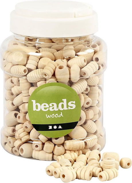 Creativ company houten kralen - afm. 5-28 mm - gatgrootte 2,5-3 mm - 400 ml - china berry