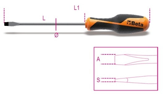 Beta 1260 slot screwdriver 0.4x2.5x75