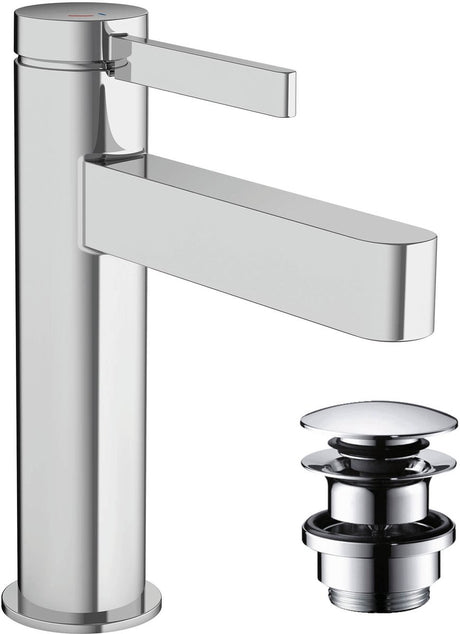 Hansgrohe finoris - wastafelmengkraan - ééngreeps bediening - coolstart energiebesparend - met afvoerplug - 110mm - chroom