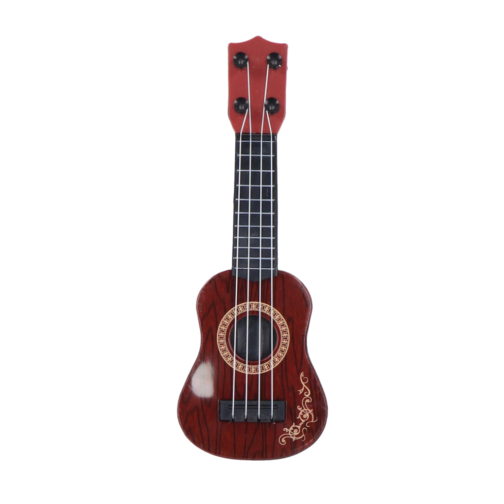 Andre merker mini gitar 26 cm tre ser brun ut