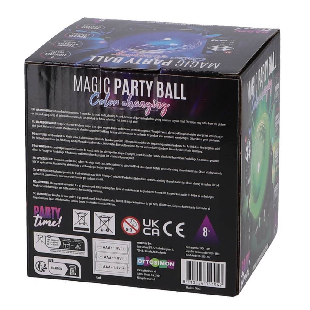 Overige merken party time magische party bal met disco effect + afstandsbediening zwart