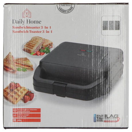 Daily home tosti wafelijzer set zwart